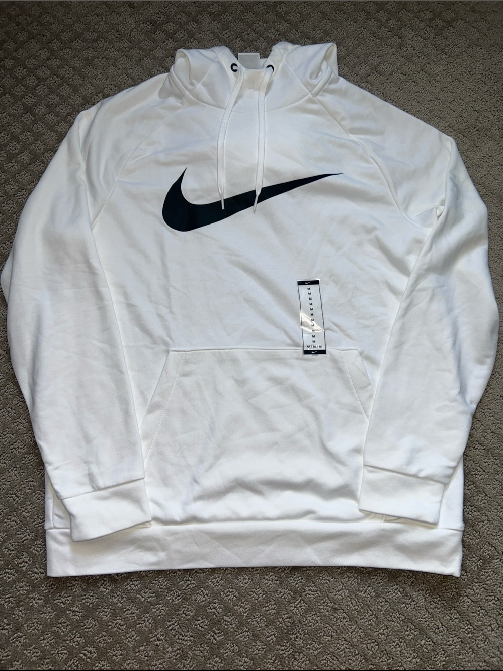 Nike White Hoodie with Black Swoosh Logo